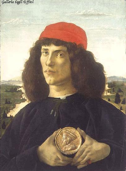 BOTTICELLI, Sandro Portrait of an Unknown Personage with the Medal of Cosimo il Vecchio  fdgd